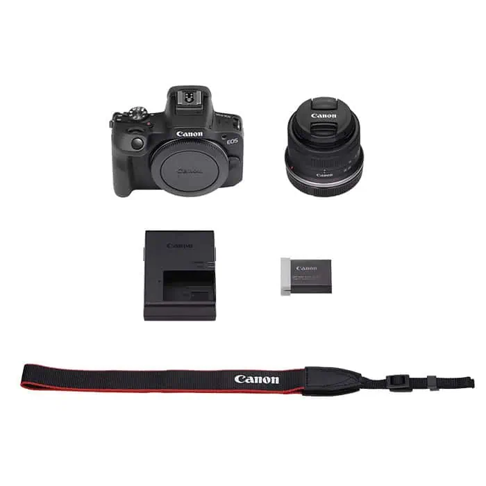 canon-eos-r100rf-18-45-accessories تصویر دوربین Canon R100 با لنز 45-18 کیت