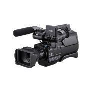 نمای جلو دوربین فیلمبرداری شانه‌ای سونی Sony HXR-MC1500E با لنز G و میکروفون، مشکی