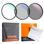 کیت فیلتر 3 تایی K&F CONCEPT NANO-K شامل فیلتر UV، CPL و ND4 به‌همراه کیف و دستمال میکروفایبر