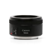 Canon EF 50mm f1.8 STM prime lens standing upright