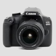Front view of Canon EOS 4000D DSLR camera with EF-S 18-55mm III lens